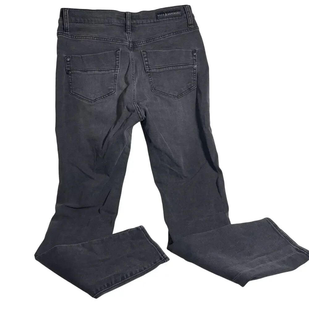 Rock & Republic Jeans Women's 10 R, Denim Dark Wash Slimming High Roller Legging